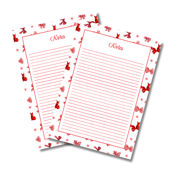 A4 Christmas Planner Refill Page Inserts - Red Bows