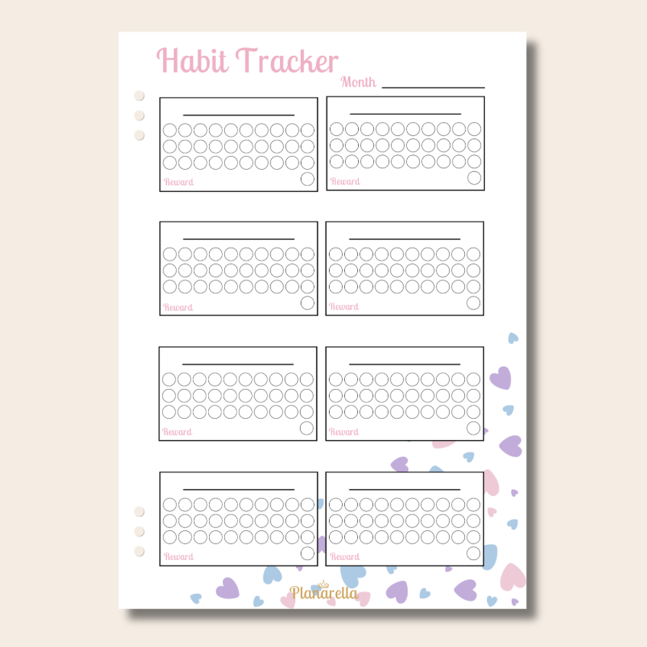 Habit Tracker - Pastel Passion - Set of 12 Page Inserts