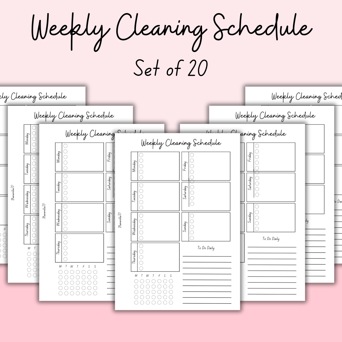 Weekly Cleaning Schedule - Set of 20 Pages