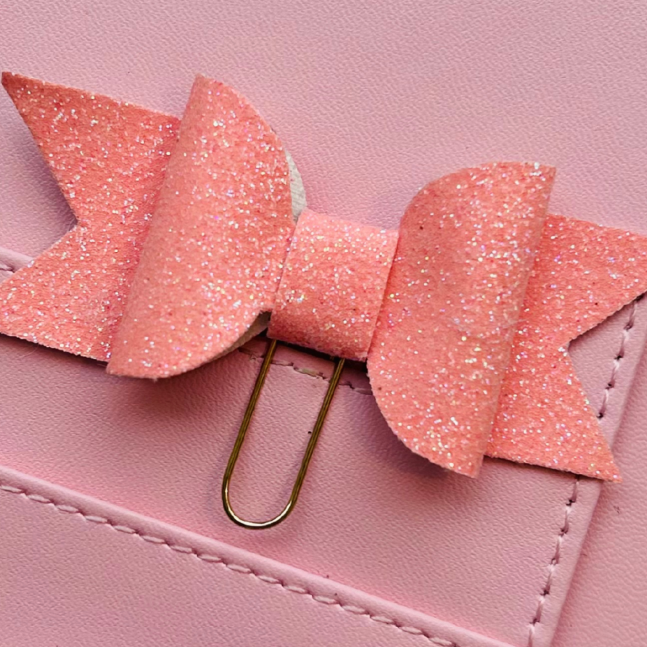 Pink Marie Glitter Bow Paper Clip