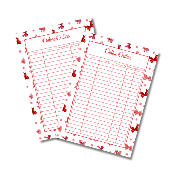 A4 Christmas Planner Refill Page Inserts - Red Bows