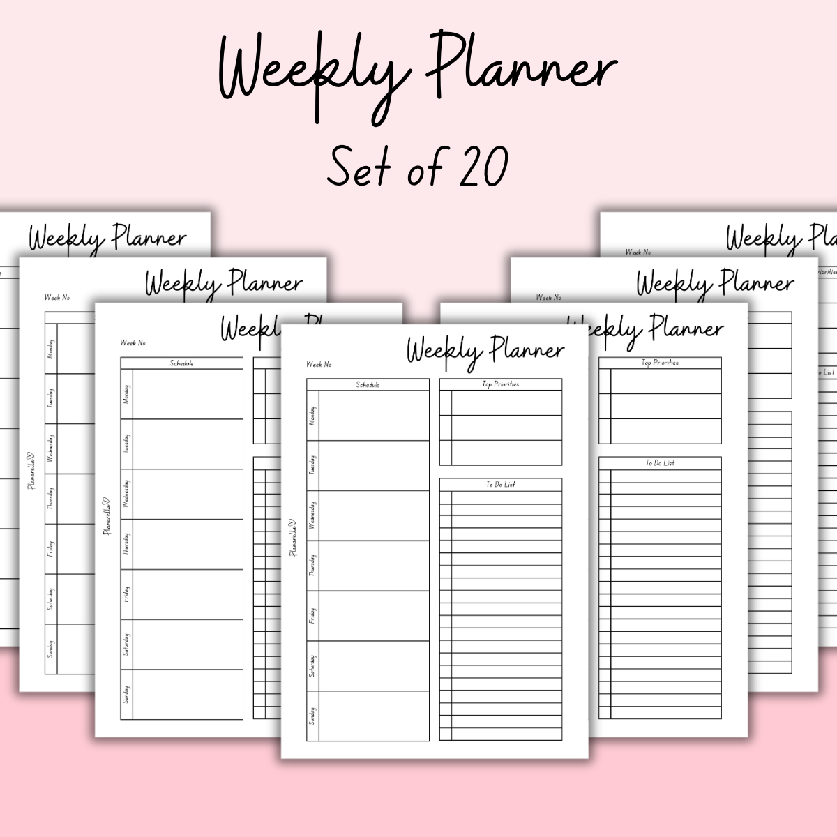 Weekly Planner - Set of 20 Pages