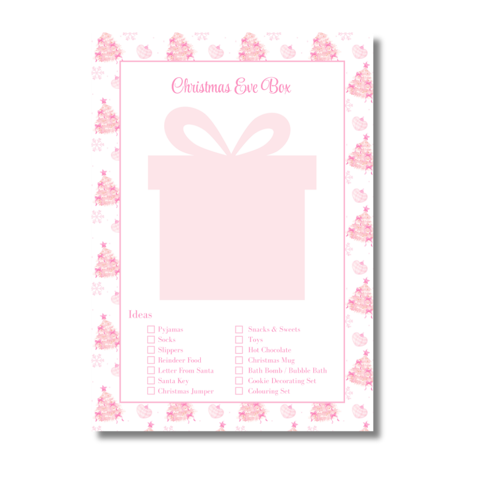 A4 Christmas Planner Refill Page Inserts - Pink Trees