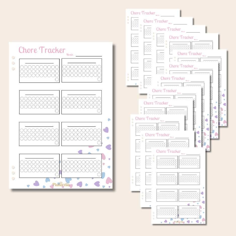Chore Tracker - Pastel Passion - Set of 12 Pages