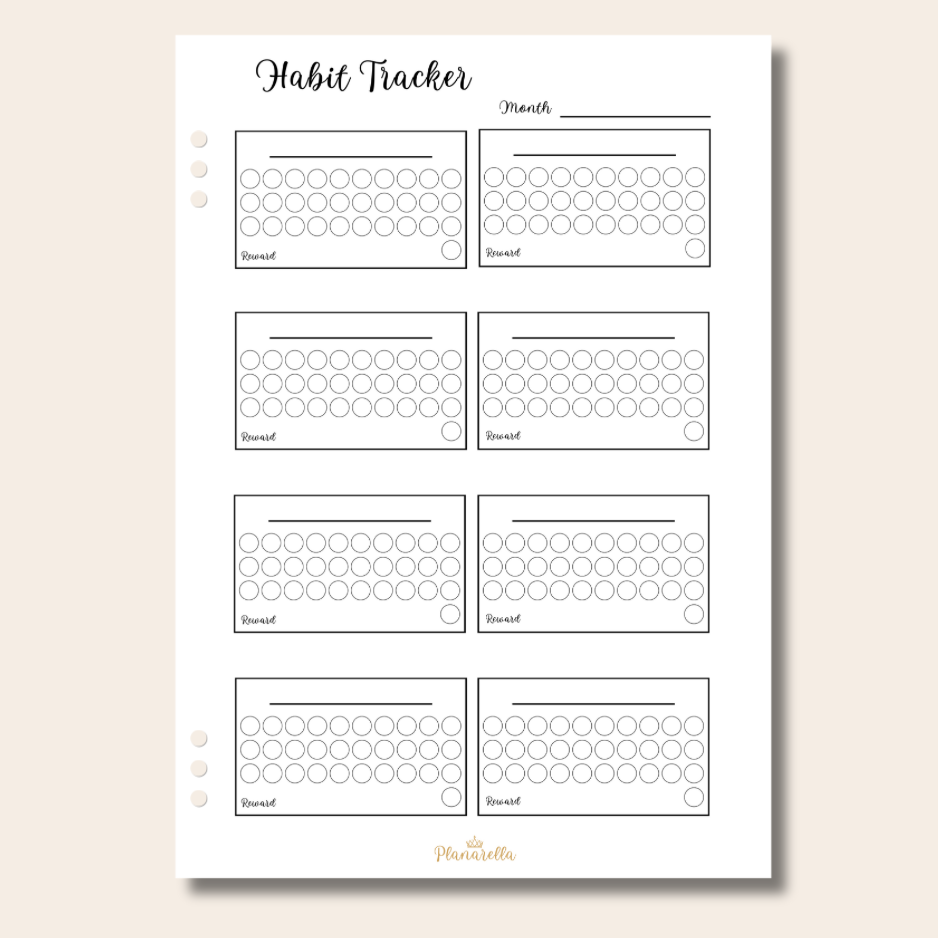 Habit Tracker Inserts - 12 Page Set - Covers 1 Year