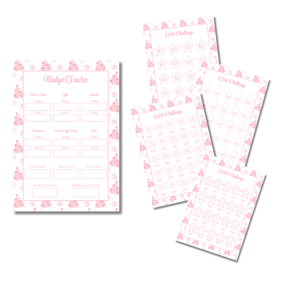 A4 Christmas Planner Refill Page Inserts - Pink Trees