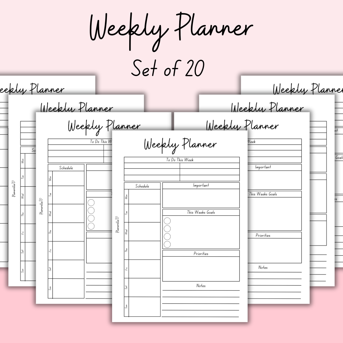 Weekly Planner - Set of 20 Pages