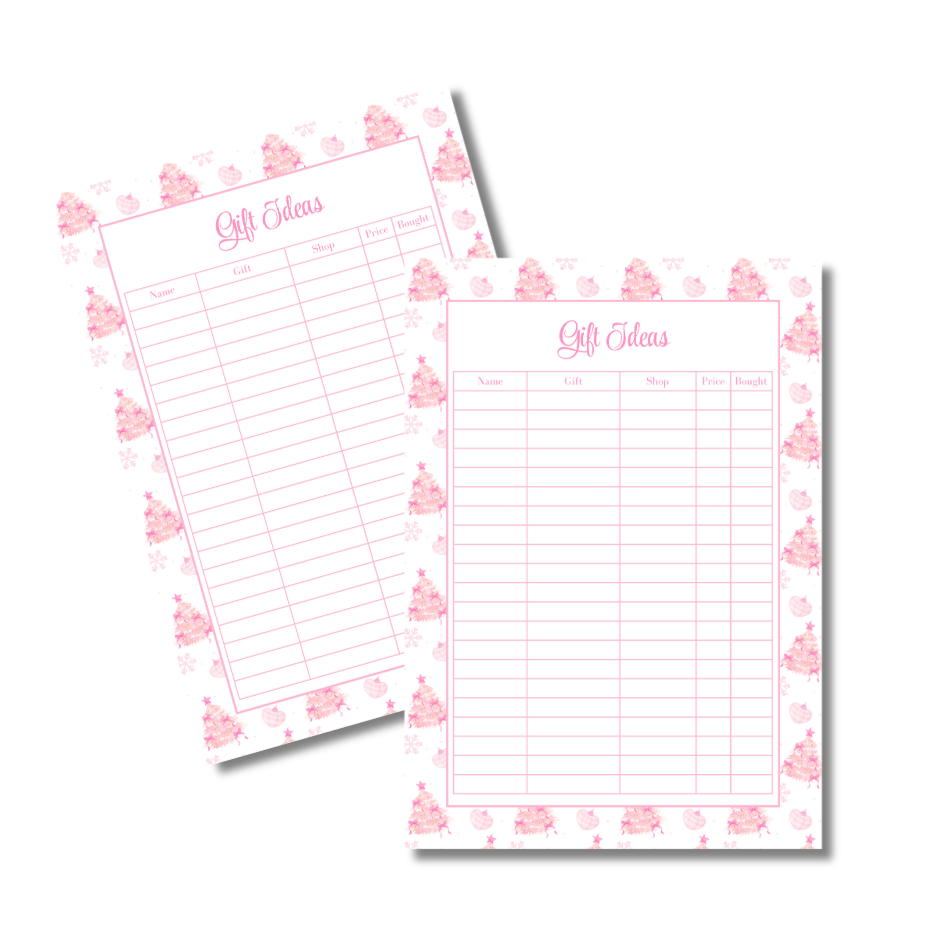 A4 Christmas Planner Refill Page Inserts - Pink Trees