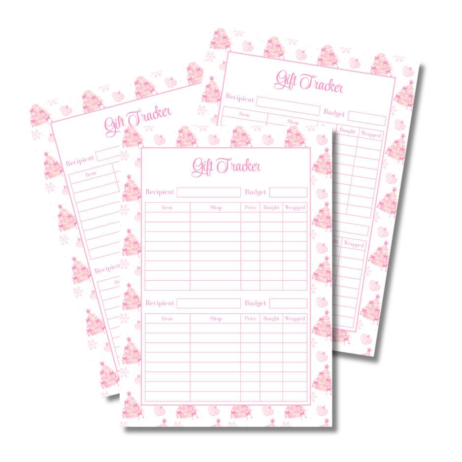 A4 Christmas Planner Refill Page Inserts - Pink Trees