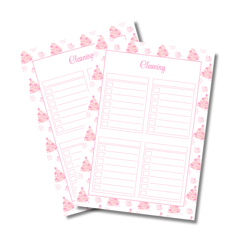 A4 Christmas Planner Refill Page Inserts - Pink Trees