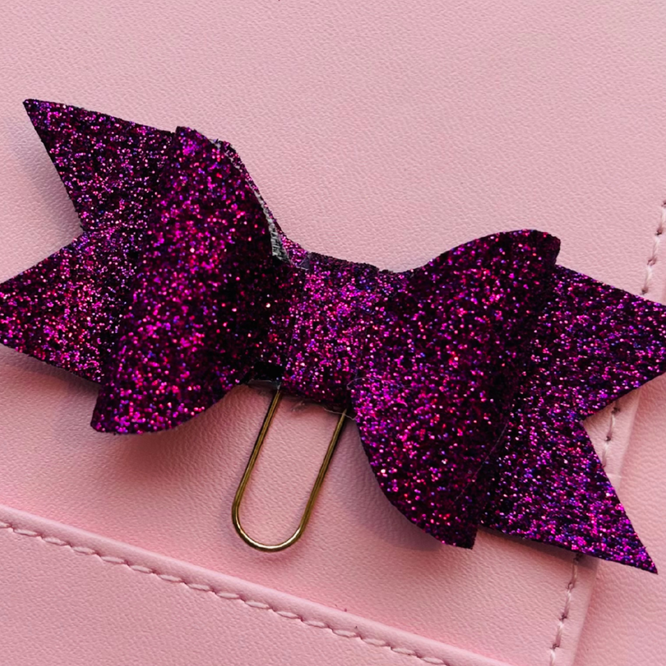Princess Pink Glitter Bow Paper Clip