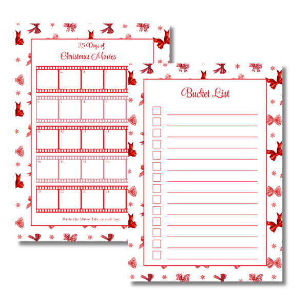 A4 Christmas Planner Refill Page Inserts - Red Bows