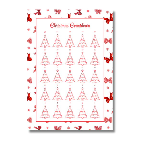 A4 Christmas Planner Refill Page Inserts - Red Bows