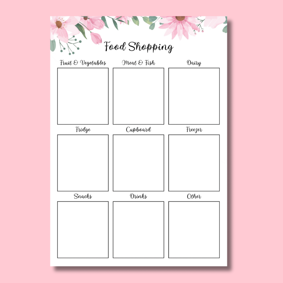 Food Shopping Notepad - Garden Roses