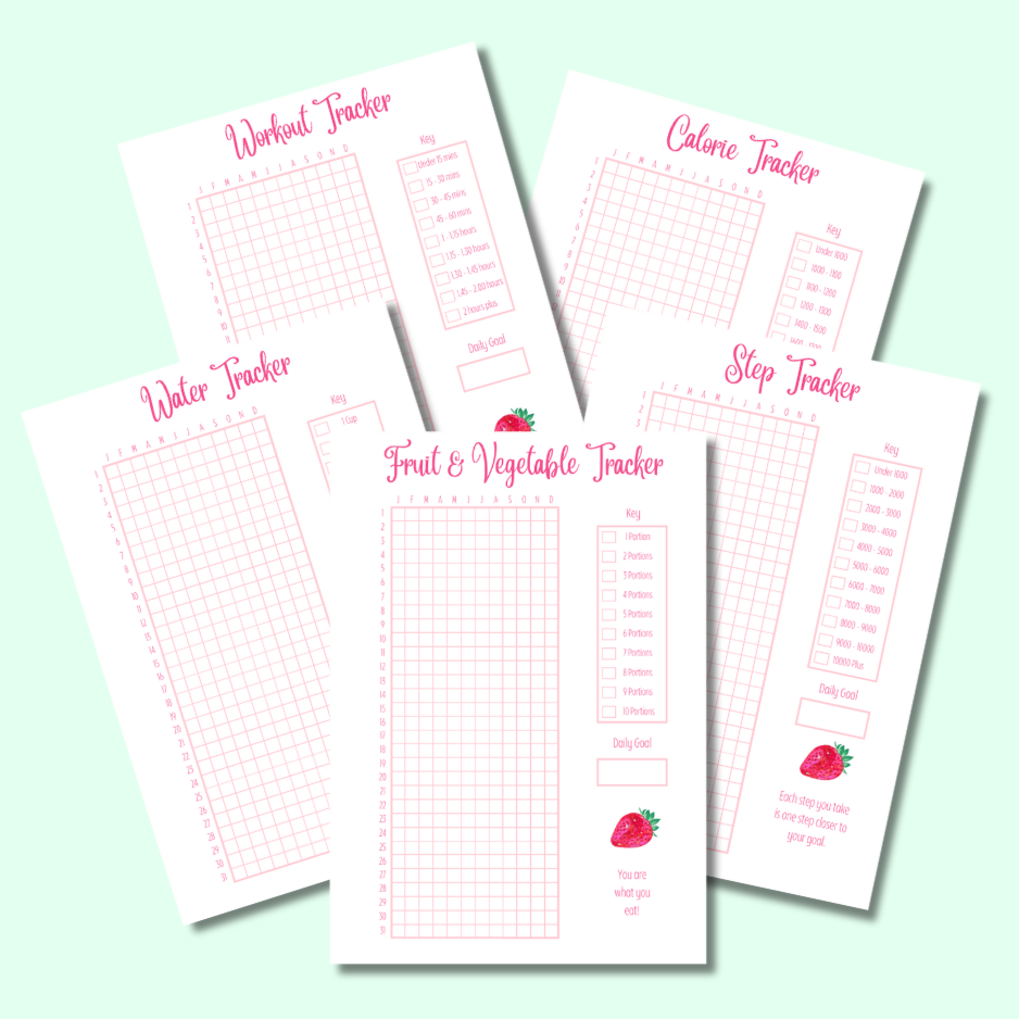 Strawberry Sparkles -Diet Planner - Page Insert Set