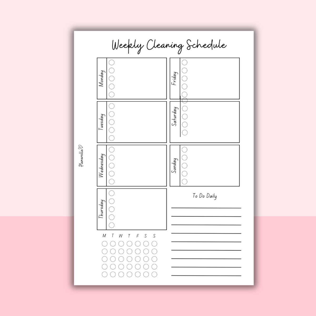 Weekly Cleaning Schedule - Set of 20 Pages