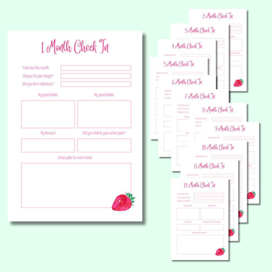 Strawberry Sparkles -Diet Planner - Page Insert Set