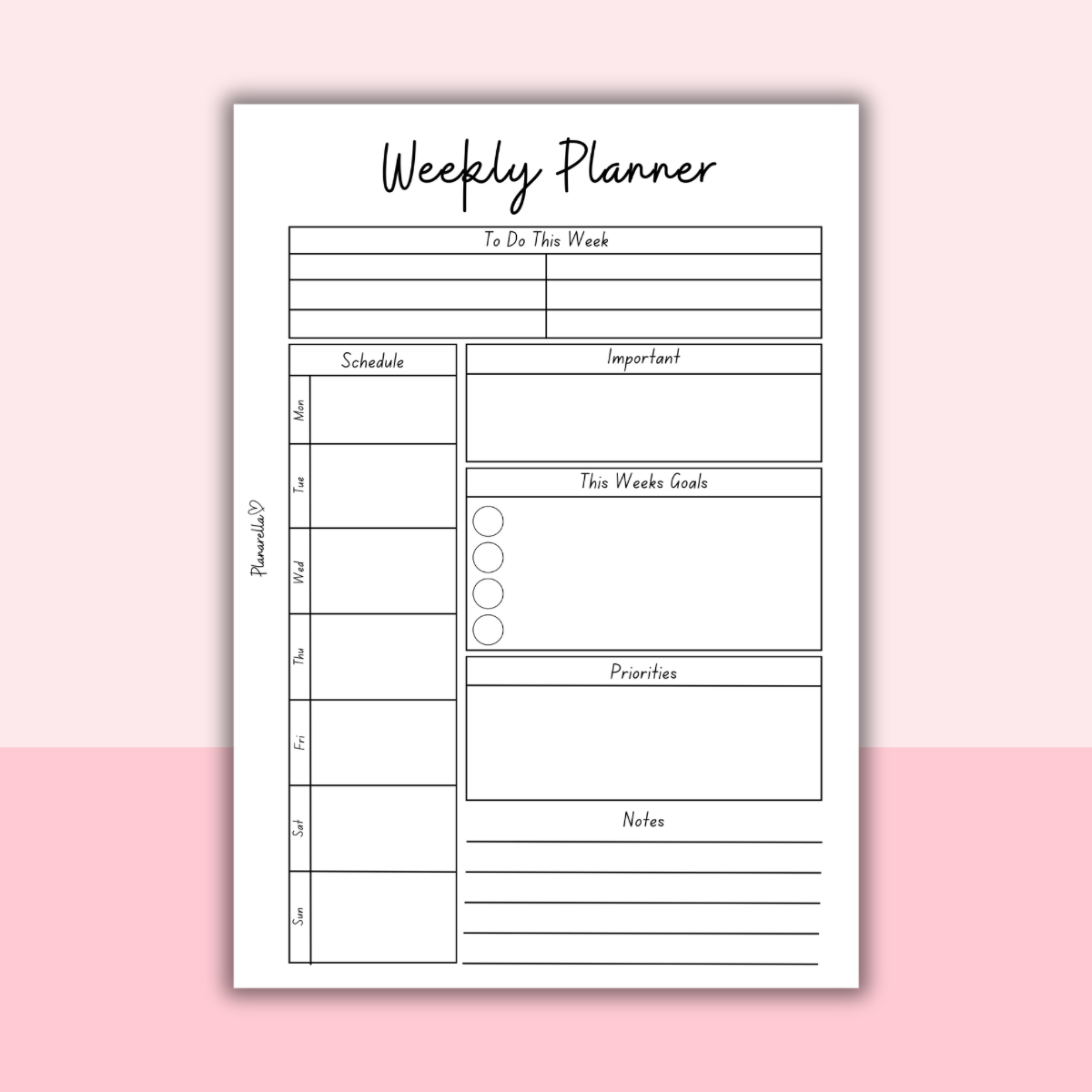 Weekly Planner - Set of 20 Pages