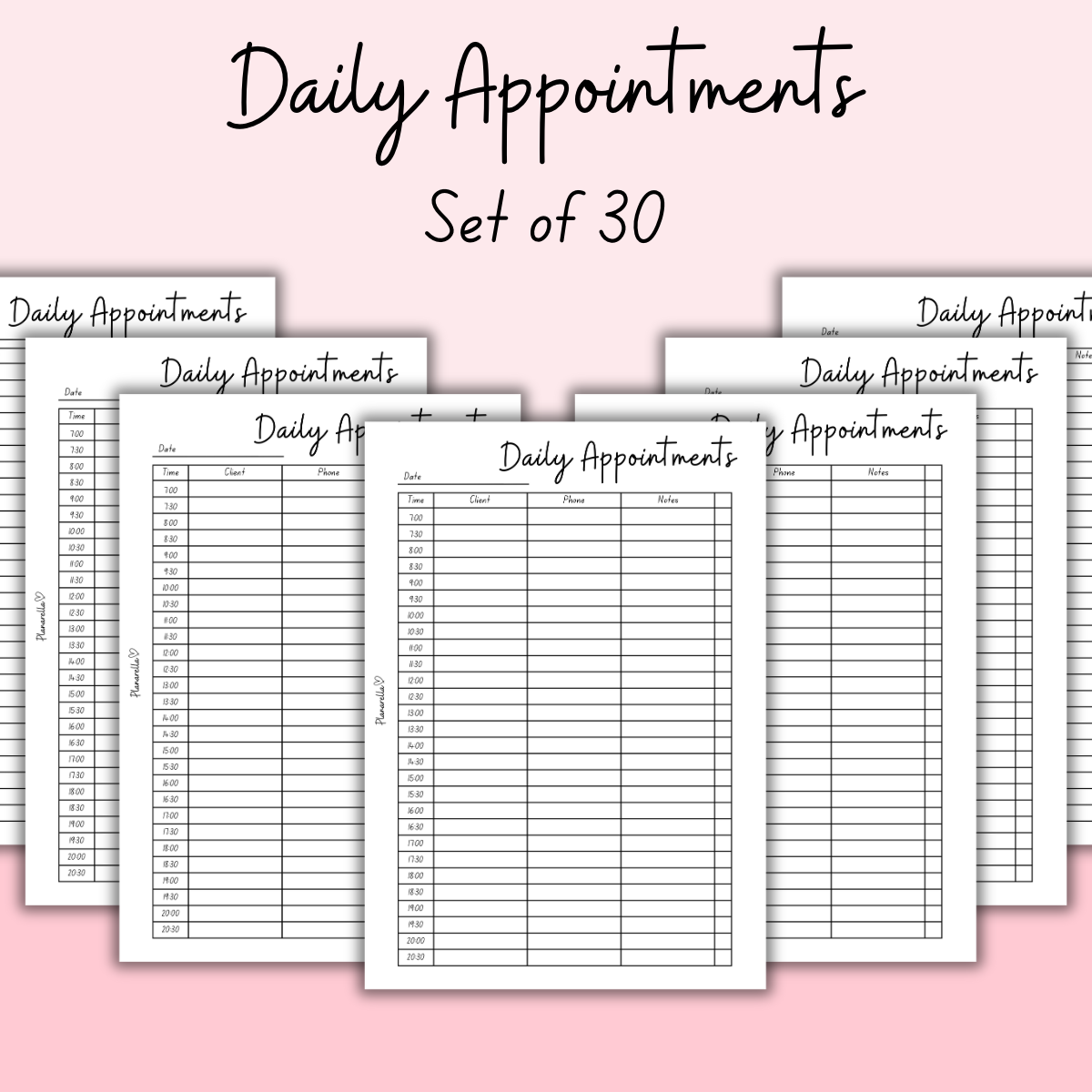 Daily Appointments - Set of 30 Pages