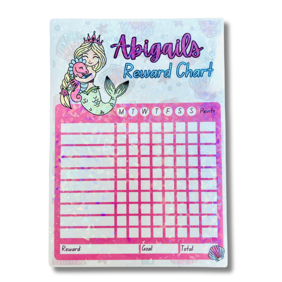 Personalised Mermaid Reward Chart & Pen Set