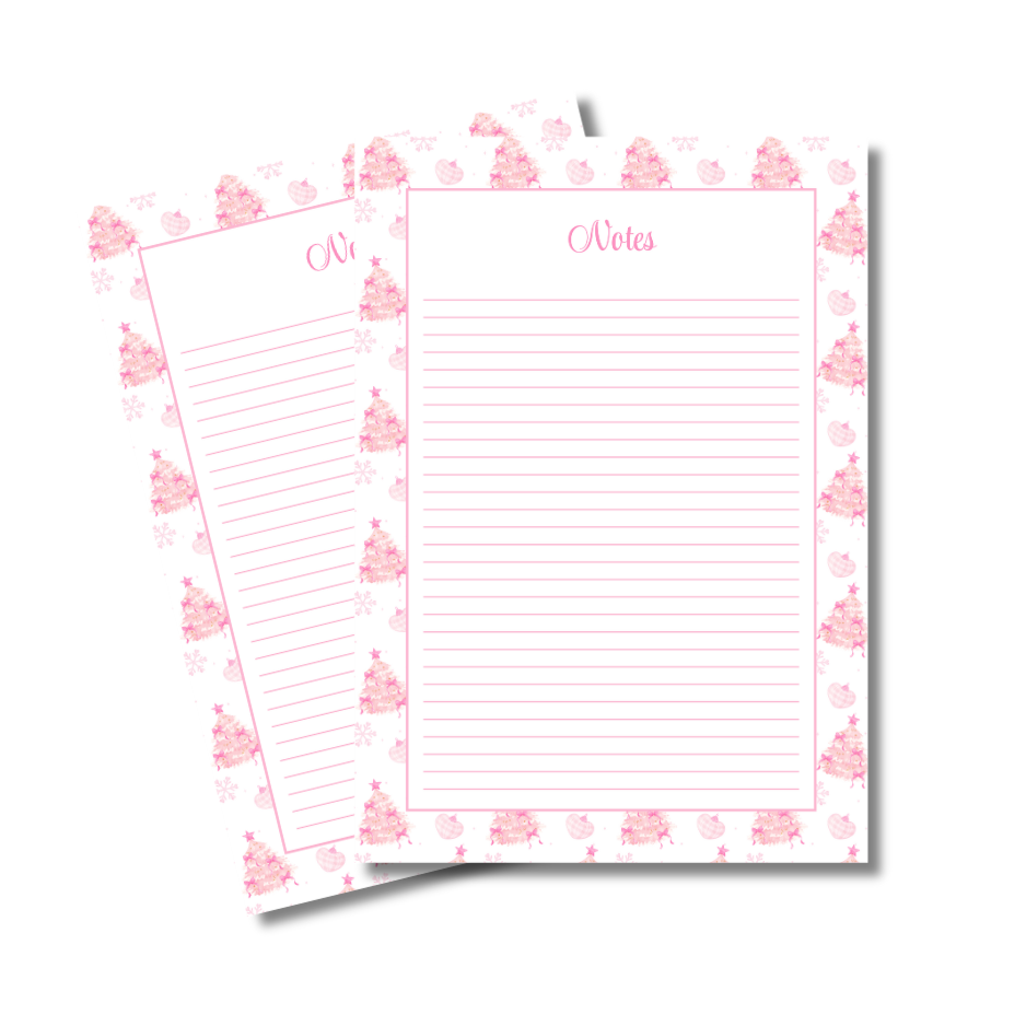 A4 Christmas Planner Refill Page Inserts - Pink Trees
