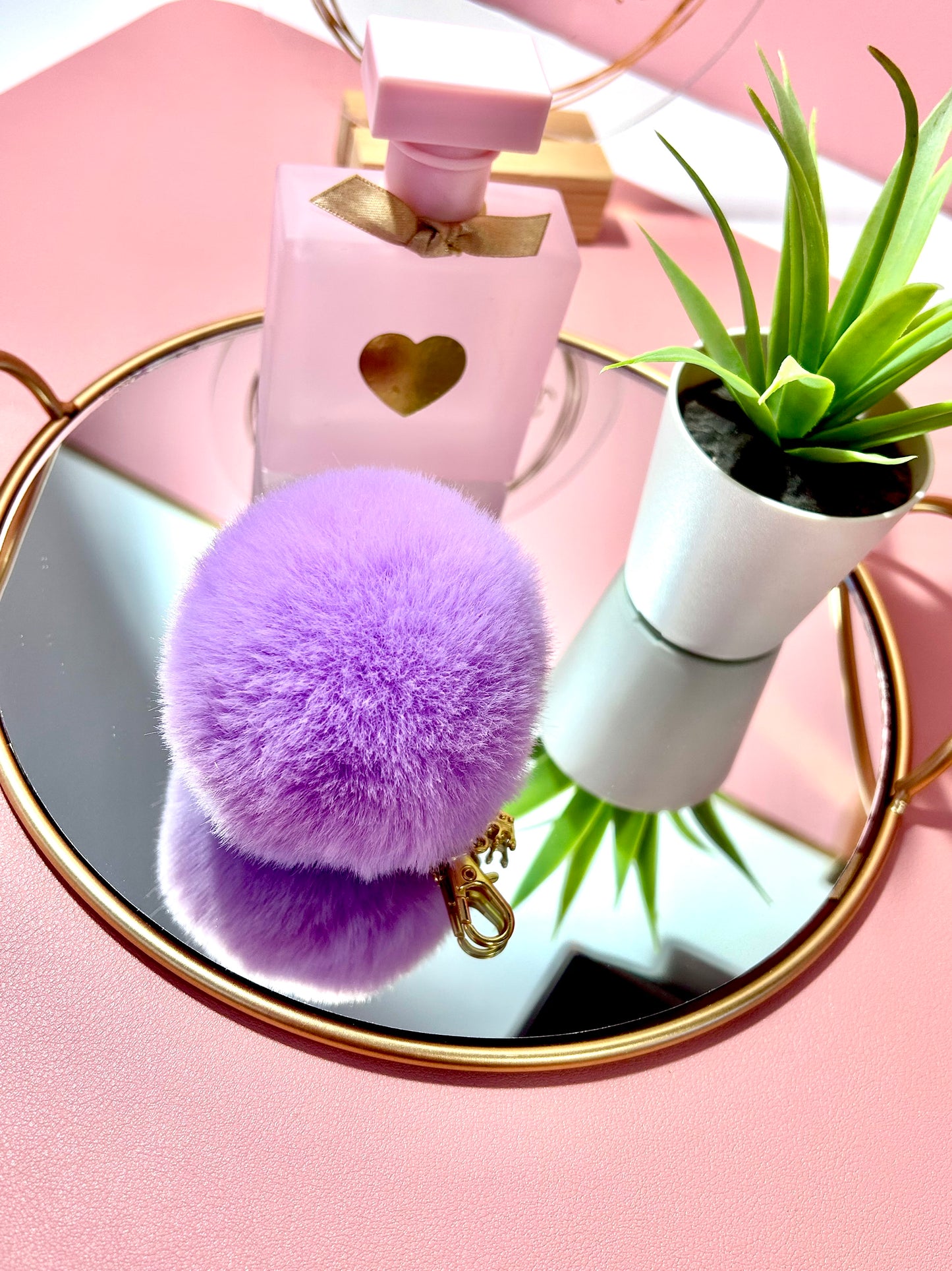 Faux Fur PomPom Key Ring - Mystical