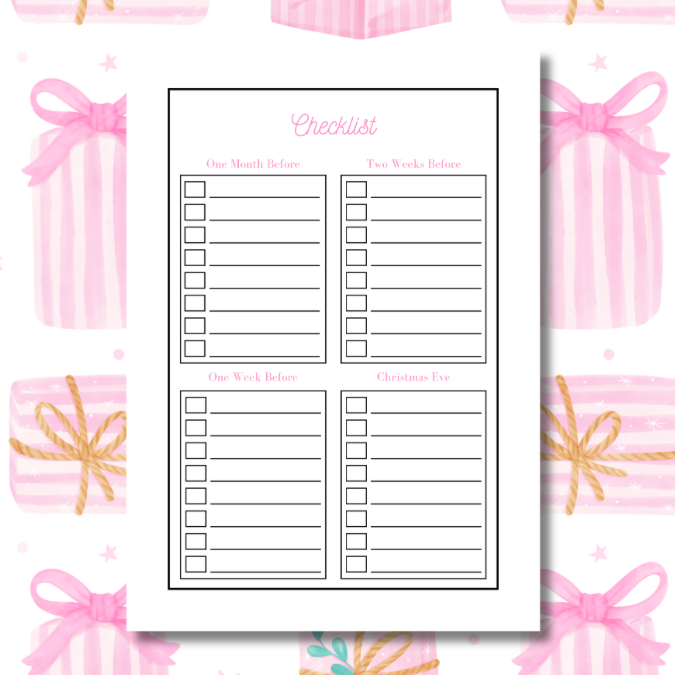 Pink Presents Christmas Planner