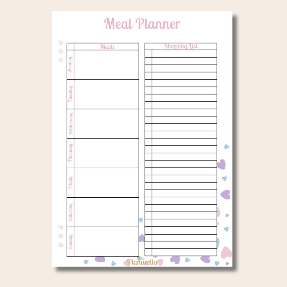 Meal Planner - Pastel Passion - Set of 20 Page Inserts