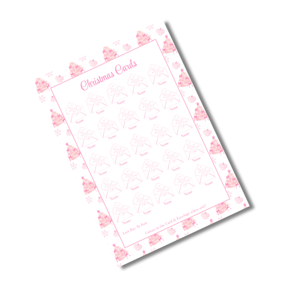 A4 Christmas Planner Refill Page Inserts - Pink Trees