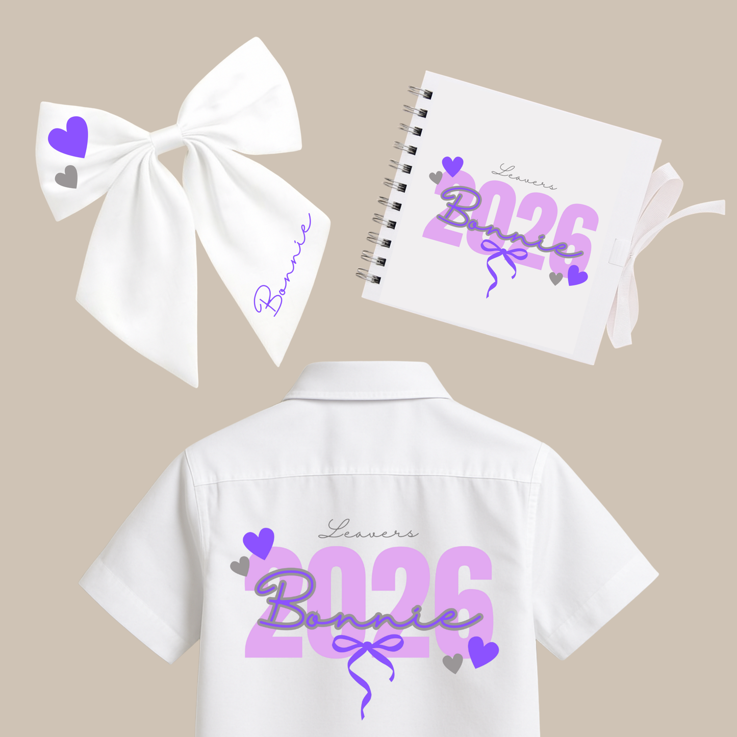 Personalised School Leavers Memory Scrap Book - Cutie Bows