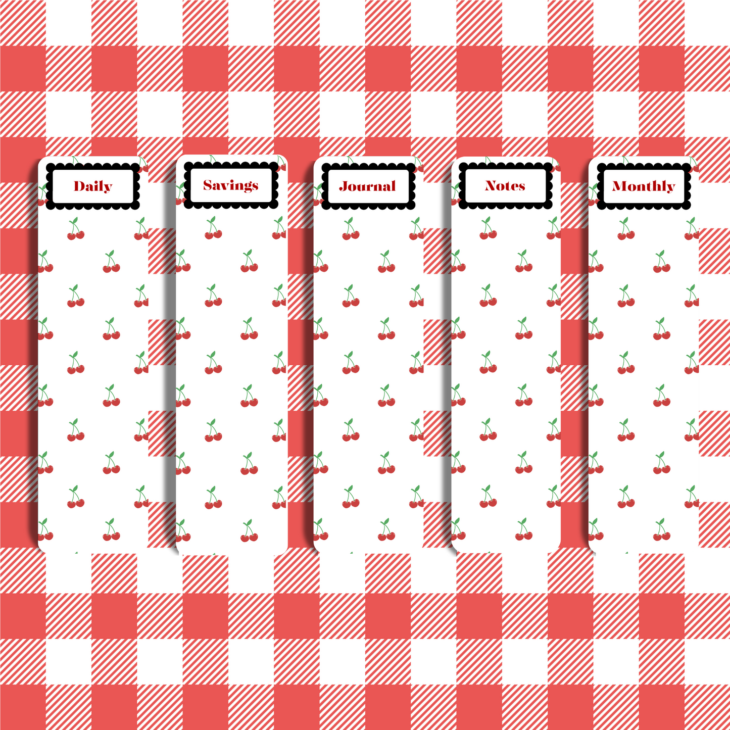 Customisable Planner Bookmark Tabs - Set of 5 - Very Cherry