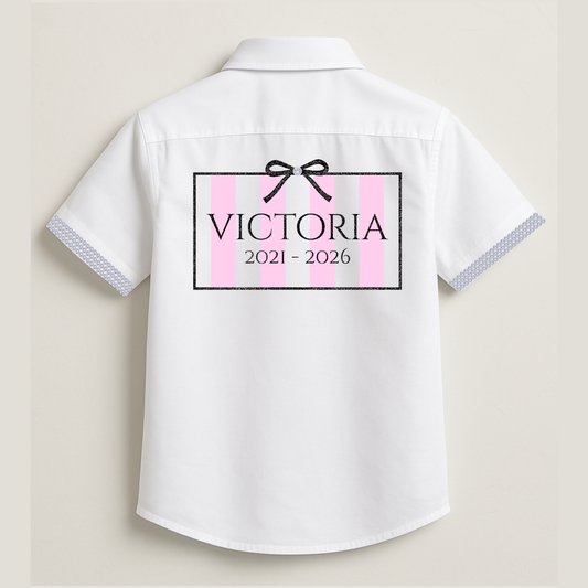 Personalised School Leavers Shirt with Crystal Sleeves - Fashion Secret