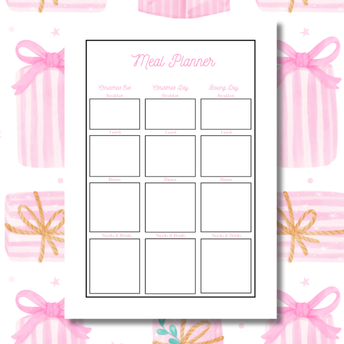 Pink Presents Christmas Planner