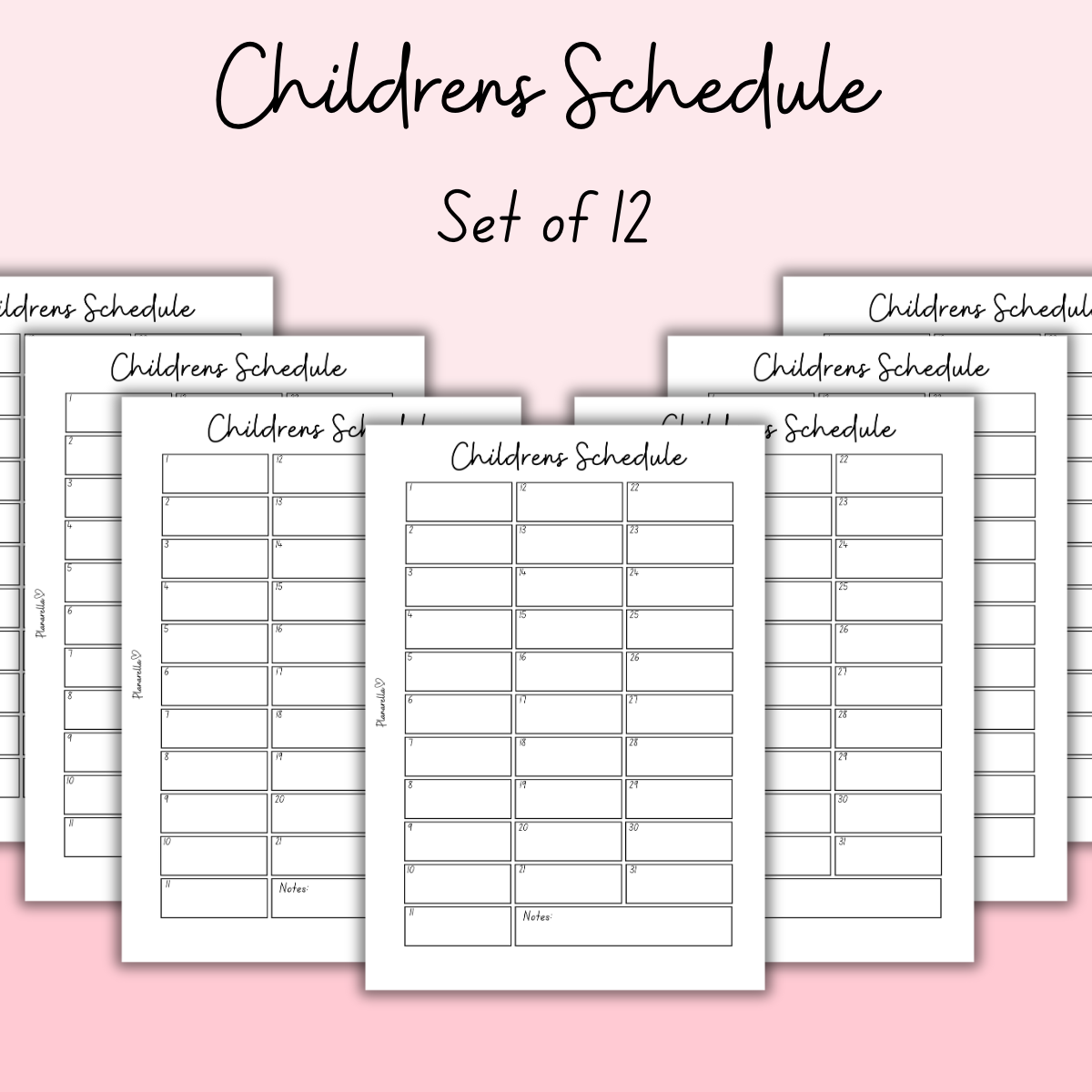 Children’s Schedule - Set of 12 Pages