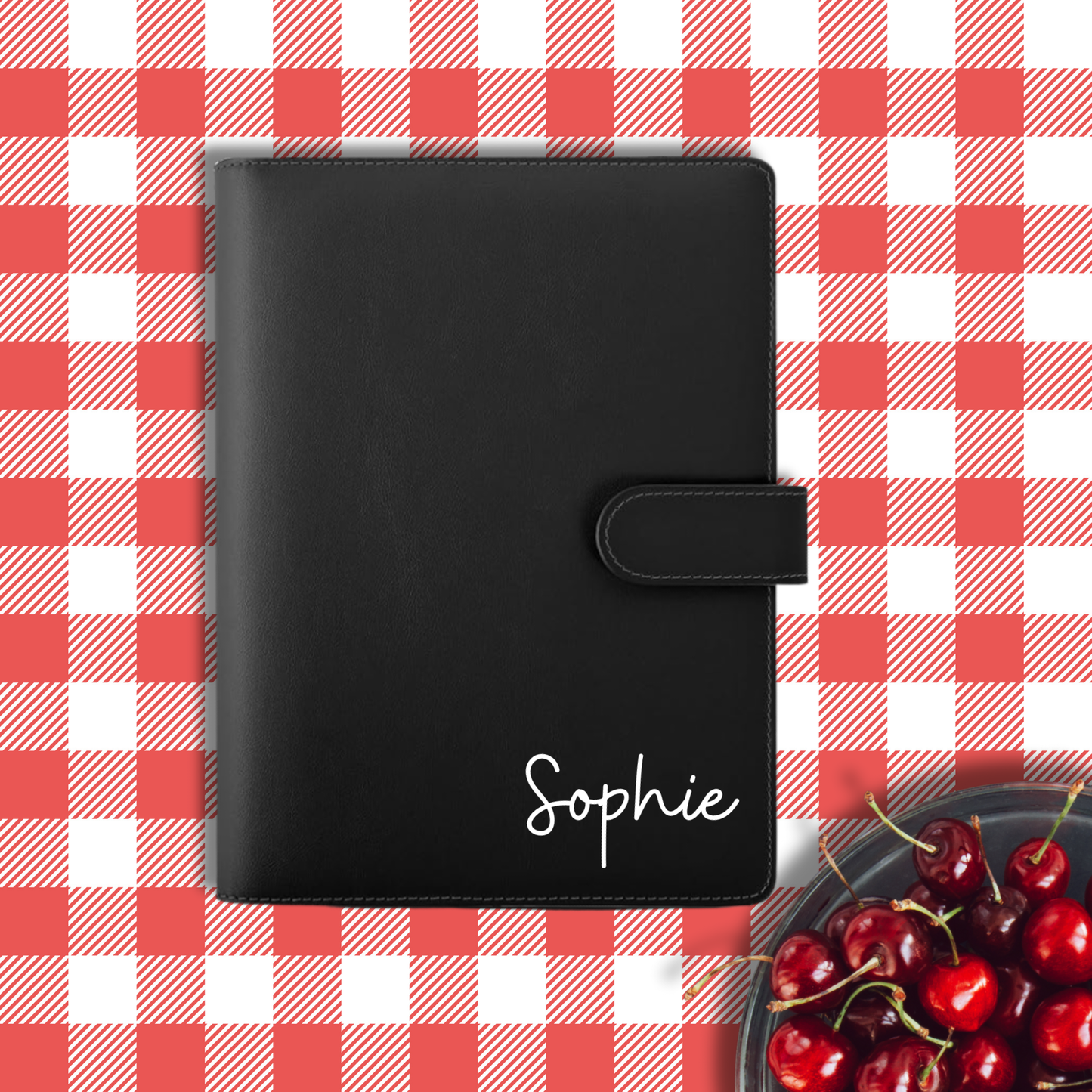 Personalised Black Binder - Very Cherry