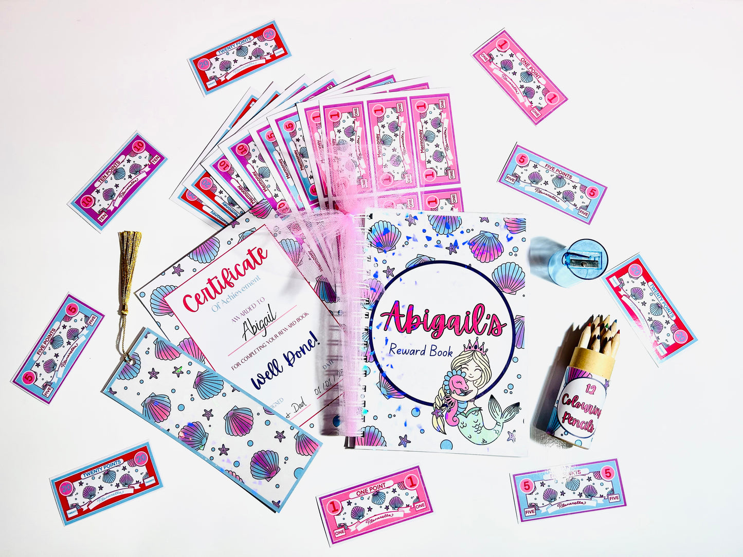 Personalised Mermaid Kids Reward Book Set