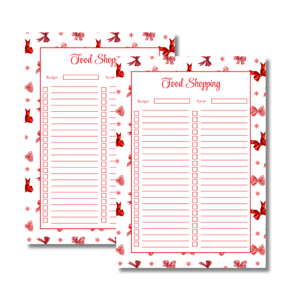 A4 Christmas Planner Refill Page Inserts - Red Bows