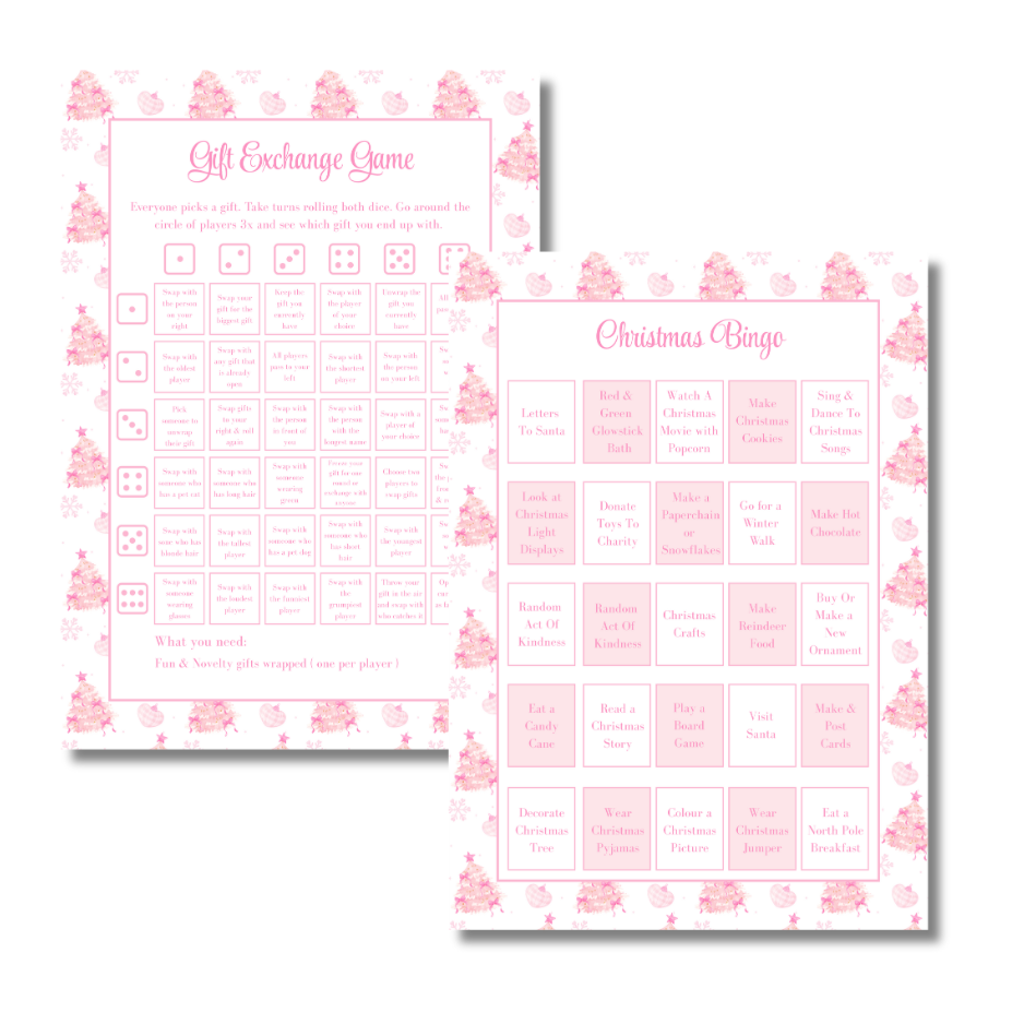 A4 Christmas Planner Refill Page Inserts - Pink Trees