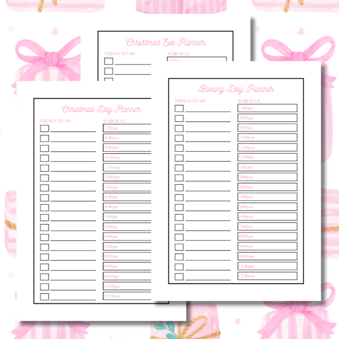 Pink Presents Christmas Planner