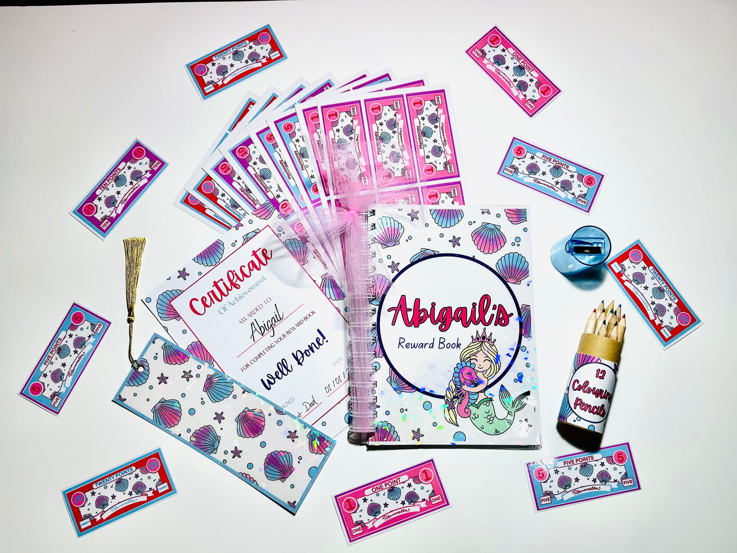 Personalised Mermaid Kids Reward Book Set