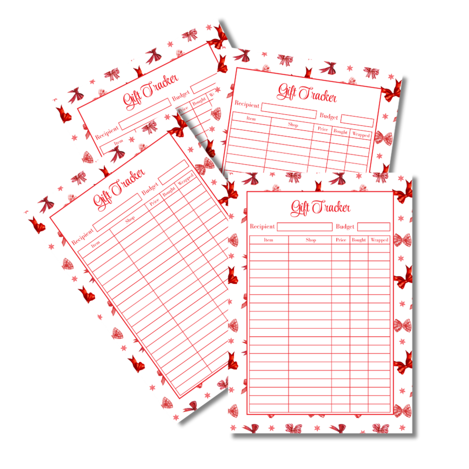 A4 Christmas Planner Refill Page Inserts - Red Bows