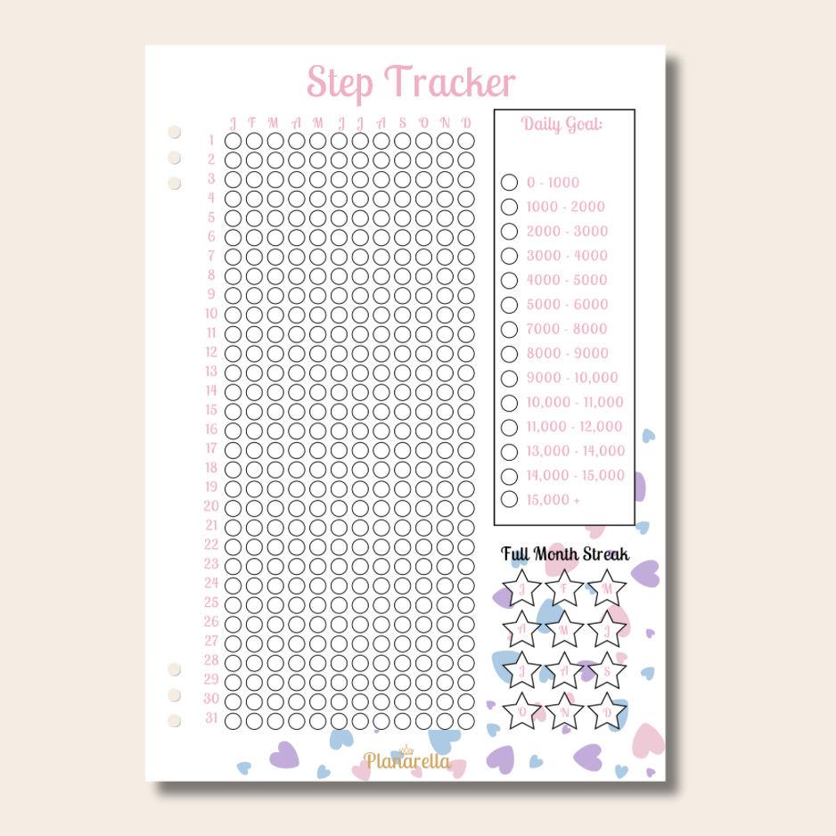 Step Tracker - Pastel Passion - Single Page Insert