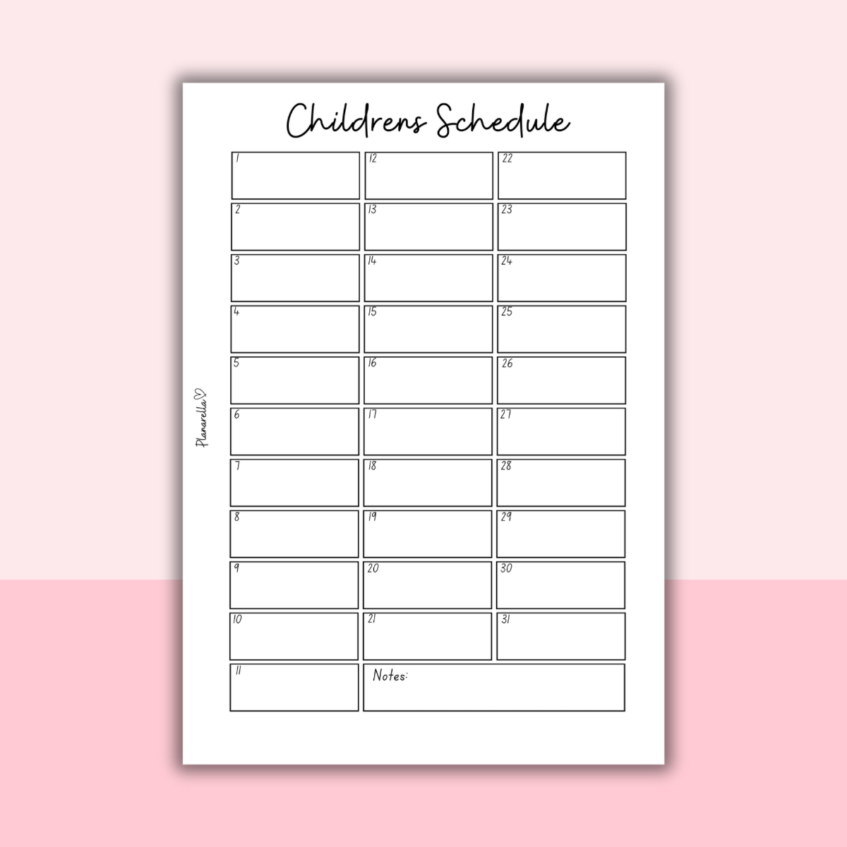 Children’s Schedule - Set of 12 Pages