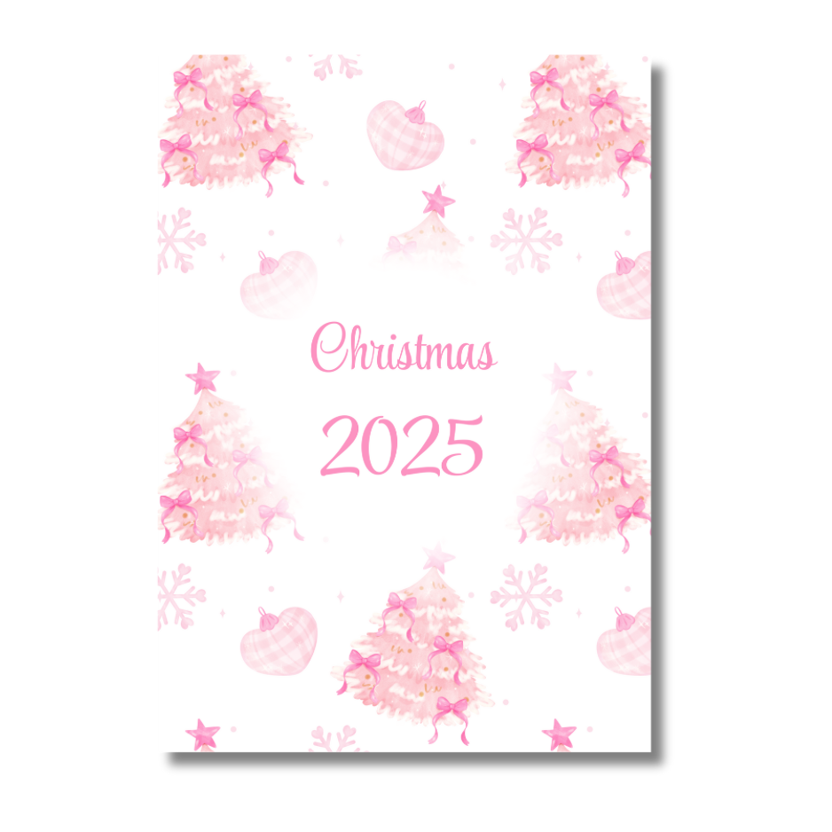 A4 Christmas Planner Refill Page Inserts - Pink Trees