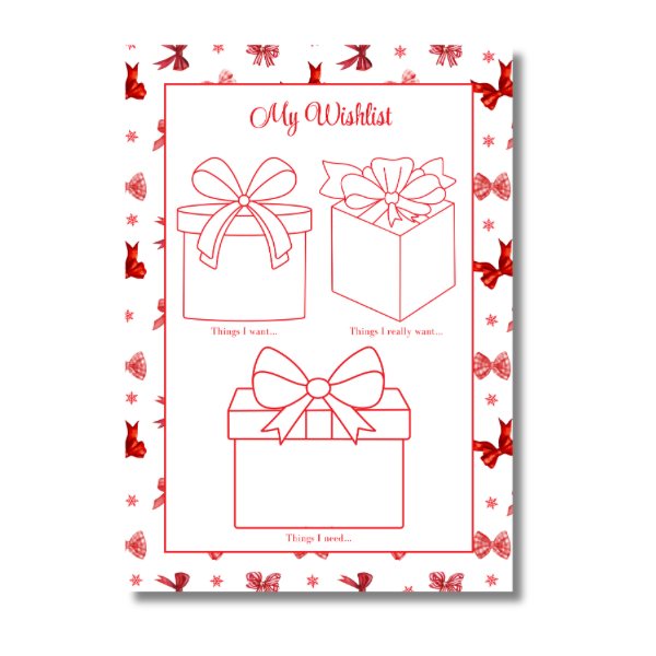 A4 Christmas Planner Refill Page Inserts - Red Bows