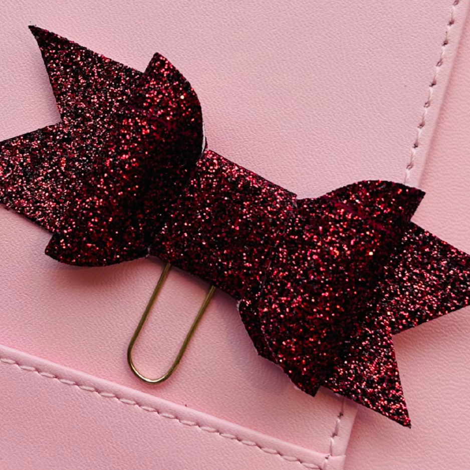 Eternal Rose Glitter Bow Paper Clip
