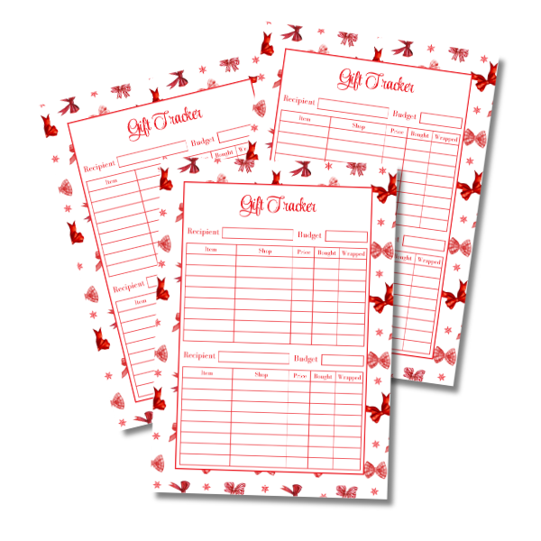 A4 Christmas Planner Refill Page Inserts - Red Bows