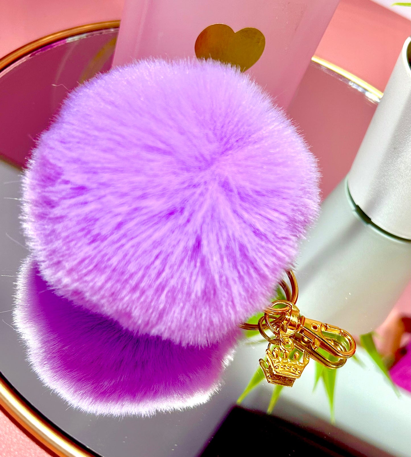 Faux Fur PomPom Key Ring - Mystical