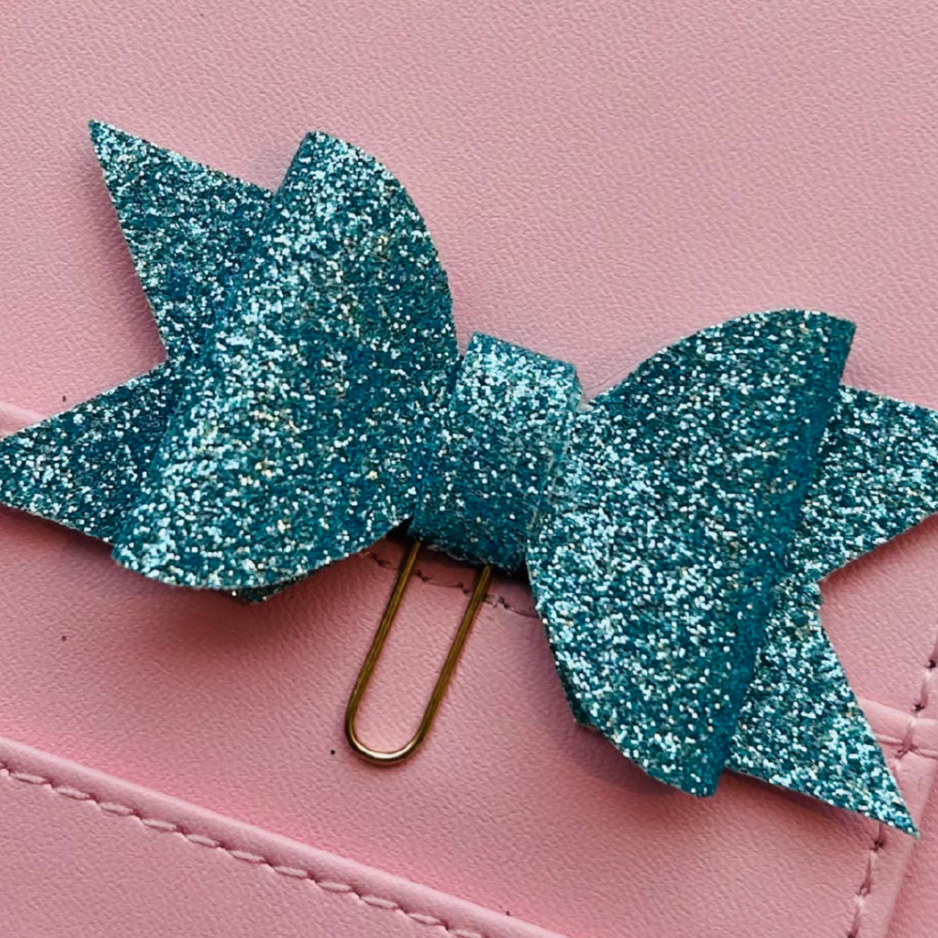 Bipity Bopity Blue Glitter Bow Paper Clip