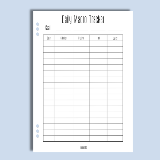 Daily Macro Tracker - Set of 31 pages